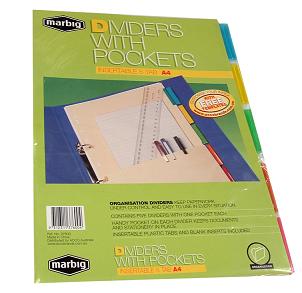 DIVIDERS SIDE POCK A4 PP 5 COL